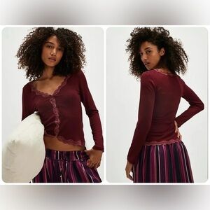 NWOT Free People Big Love Rib Cardi - Ruby Heather